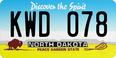 ND license plate KWD078