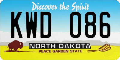 ND license plate KWD086
