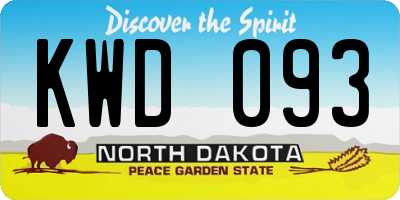 ND license plate KWD093