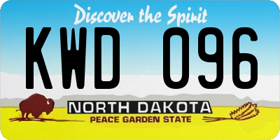 ND license plate KWD096