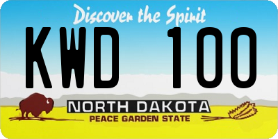 ND license plate KWD100