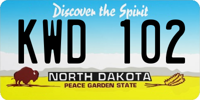 ND license plate KWD102
