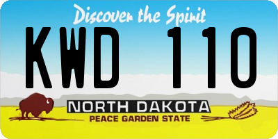 ND license plate KWD110