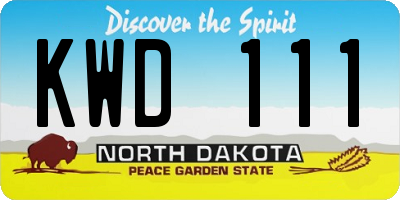 ND license plate KWD111