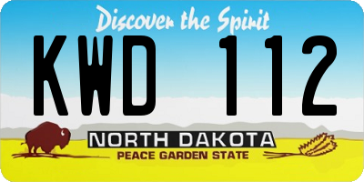ND license plate KWD112