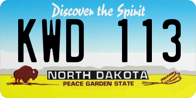 ND license plate KWD113