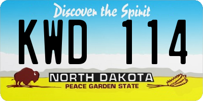 ND license plate KWD114