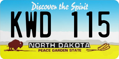 ND license plate KWD115