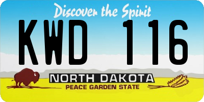 ND license plate KWD116