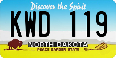 ND license plate KWD119