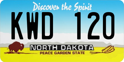 ND license plate KWD120