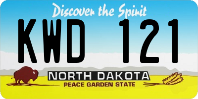 ND license plate KWD121