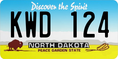 ND license plate KWD124