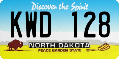 ND license plate KWD128