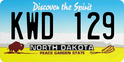 ND license plate KWD129