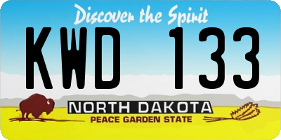 ND license plate KWD133