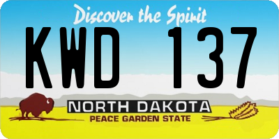 ND license plate KWD137