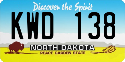ND license plate KWD138
