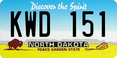 ND license plate KWD151