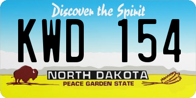 ND license plate KWD154