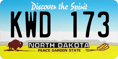 ND license plate KWD173