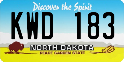ND license plate KWD183