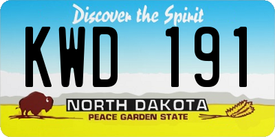 ND license plate KWD191