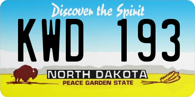 ND license plate KWD193