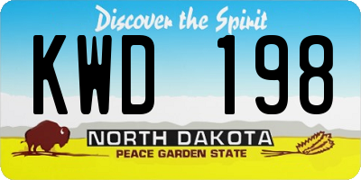 ND license plate KWD198