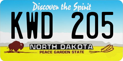ND license plate KWD205