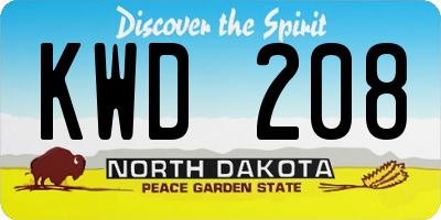 ND license plate KWD208