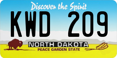 ND license plate KWD209
