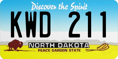 ND license plate KWD211