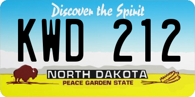 ND license plate KWD212