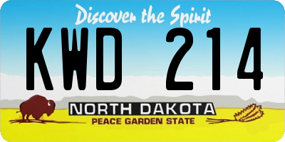 ND license plate KWD214