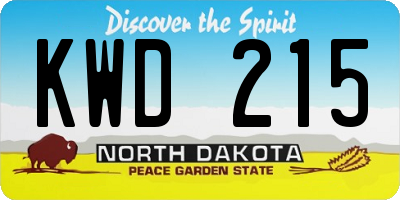 ND license plate KWD215