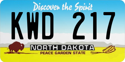 ND license plate KWD217