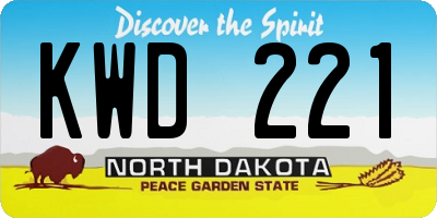 ND license plate KWD221
