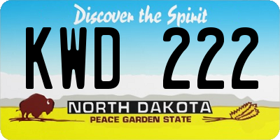 ND license plate KWD222