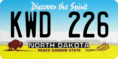 ND license plate KWD226