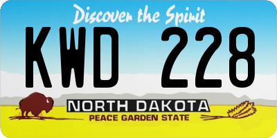 ND license plate KWD228