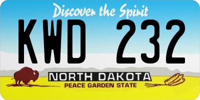 ND license plate KWD232