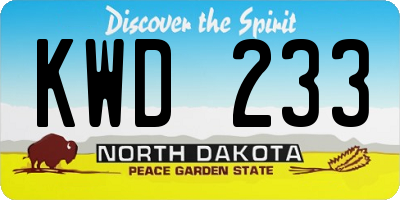 ND license plate KWD233