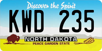 ND license plate KWD235