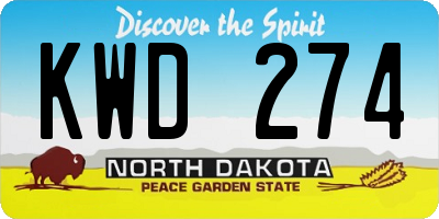 ND license plate KWD274