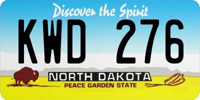 ND license plate KWD276