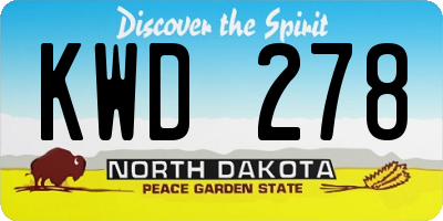 ND license plate KWD278