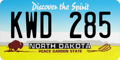 ND license plate KWD285