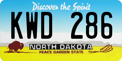 ND license plate KWD286