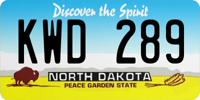 ND license plate KWD289
